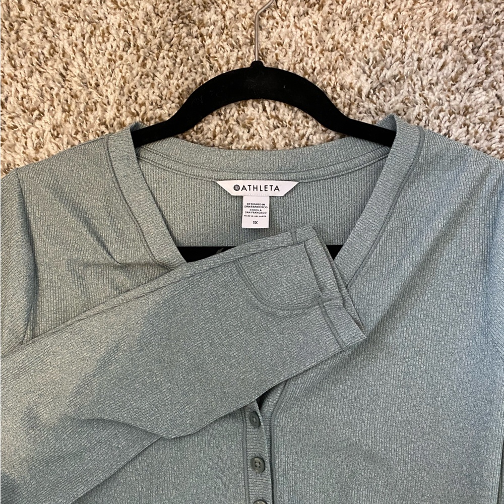 Athleta NWOT half button down shirt